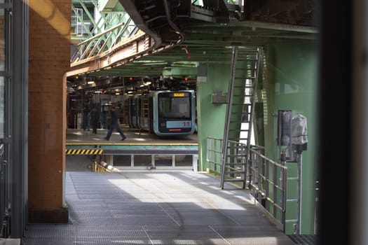 WUPPERTAL  NRW  GERMANY - JULY 31  2017:..Wuppertal  Nrw  Germany - July 31  2017:. Suspension railway in the station Wuppertal Vohwinkel.Die Hochbahn is used for public transport.