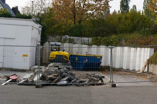 HEILIGENHAUS, NRW, GERMANY - OCTOBER 19, 2018: Demolition of the petrol station in Heiligenhaus behind the Real supermarket