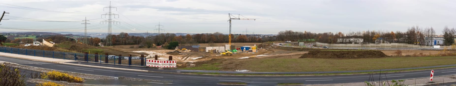 VELBERT, NRW, GERMANY - NOVEMBER 23, 2016:.Motorway A 44 to Dusseldorf. View of a construction site area.