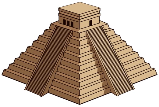 chichen itza mayan temple pyramid mexico ruin illustration