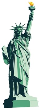 statue of liberty architecture landmark famous usa freedom green illustration
