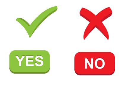 yes no check mark cancel confirm choice green red illustration