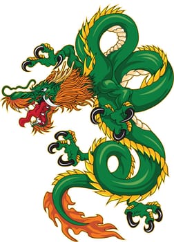 chinene zodiac dragon animal green horoscope astrology illustration