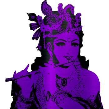 lord Vishnu krishna festival music flute hinduism metallic purple silhouette illustration