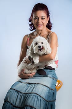 woman posing with her dog