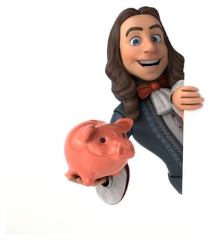 3D Illustration of a cartoon man in historical baroque costume