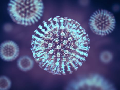 Conceptual illustrative virus. Image of a virus, pathogen with a generic virus form. 3D illustration.