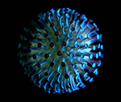 Conceptual illustrative virus. Image of a virus, pathogen with a generic virus form. 3D illustration.