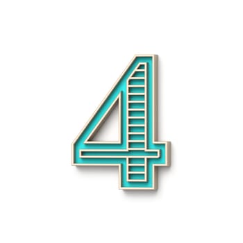 Classic old fashioned font Number 4 FOUR 3D render illustration isolated on white background