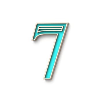 Classic old fashioned font Number 7 SEVEN 3D render illustration isolated on white background