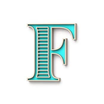 Classic old fashioned font Letter F 3D render illustration isolated on white background