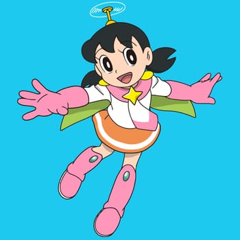 Shizuka Minamoto flying character japan manga illustration editorial