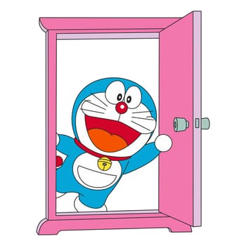 doraemon character japan manga open door hello editorial illustration