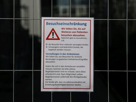 Visits restricted to hospitals during the Corona Virus pandemic