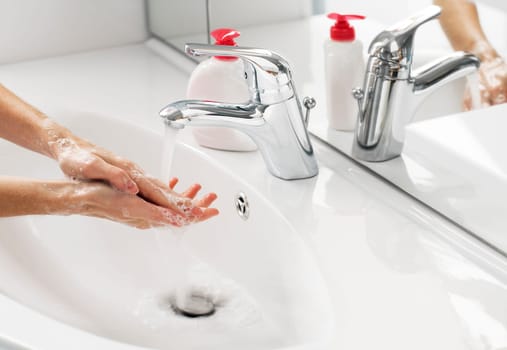 Standard recommendations to prevent infection spread include regular hand washing. Coronavirus concept