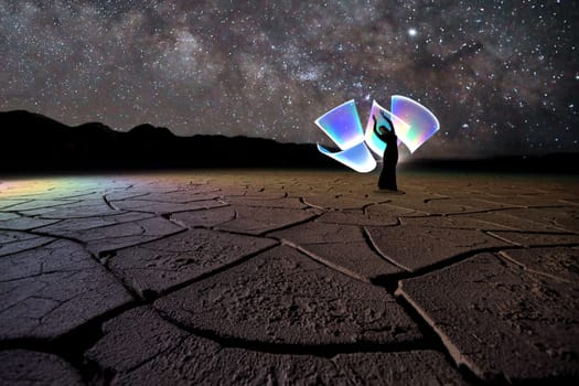 Creative Light Painting Girl With Color and Tube Lighting
