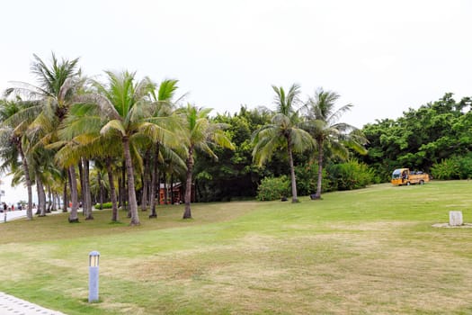 The promenade and park area in cloudy weather Shenzhen, China, Asia