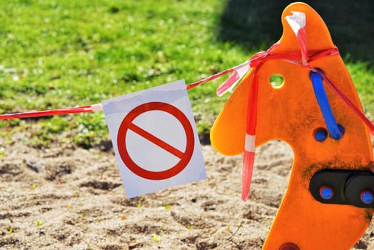 Cordoned off playground due to the coronavirus pandemic March 2020