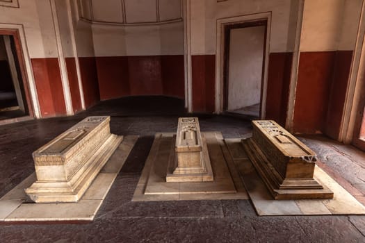 Cenotaphs of Hamida Banu Begum, Dara Shikoh in the Humayun's Tomb, India, Delhi.