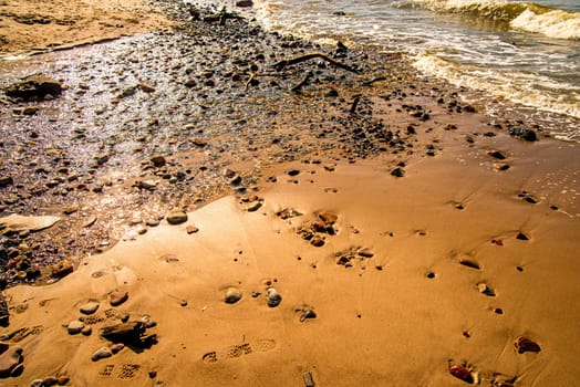 surf of the Balti sea on pebbles