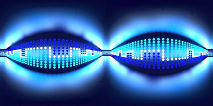 3d illustration, 3d rendering, vr 360 panorama abstract images of the cicle background, the path to light, blue background Alternating white cicle light