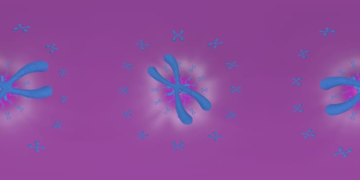 3d illustration of Chromosome scientific background. Equirectangular  360 VR image.  The medical panoramic background.