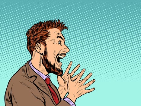 Emotional man screaming. Pop art retro vector illustration vintage kitsch 50s 60s style