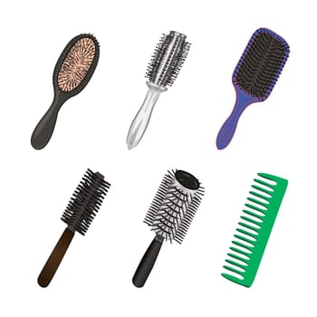 Set of brushes for hairstylist