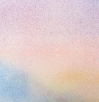 Abstract pastel watercolor painting background. Smooth gradient from pink to blue color. Hand drawn on paper with texture illustration