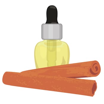 Cinnamon sticks essential oil in a dropper vector illustration on a white background isolated