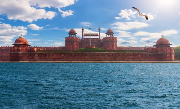 Famous Red Fort In New Delhi, India, photo fiction.