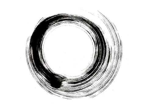 circular pattern of handwritten brush on white background