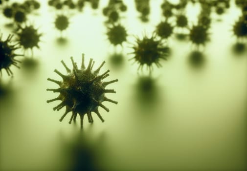 Viral structure. Viral particle is made up of a nucleus of nucleic acid (DNA or RNA) surrounded by a protein coat. Conceptual illustrative virus. 3D illustration.