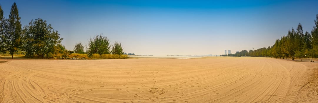 Klebang Beach. Public beach of Malacca. Panorama