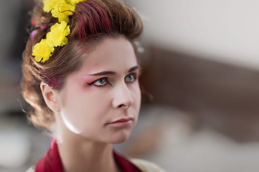 Portrait of a beautiful woman in beauty salon.