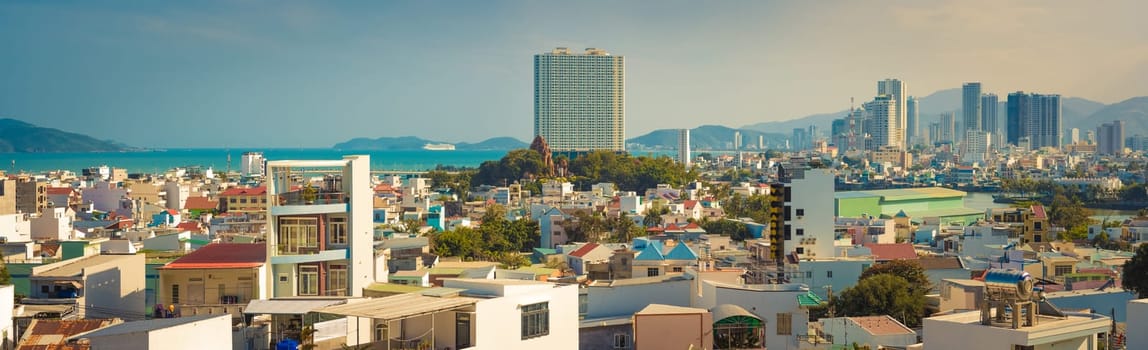 Nha Trang city view from the mountain. Panorama