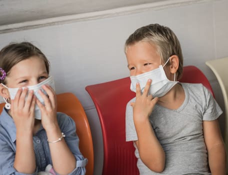 Man wearing facial disposable mask to avoid viral infection. Virus protection