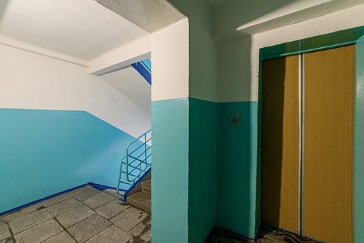 Russia, Moscow- November 15, 2019: interior room apartment modern bright cozy atmosphere. general cleaning, public place, porch. doors, walls, corridors