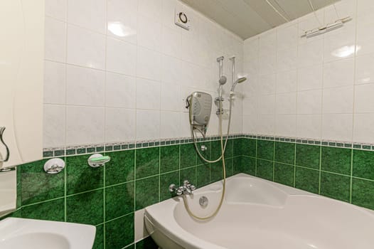 Russia, Moscow- November 15, 2019: interior room apartment modern bright cozy atmosphere. general cleaning, bathroom, sink, decoration elements, toilet