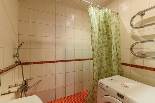 Russia, Moscow- November 15, 2019: interior room apartment modern bright cozy atmosphere. general cleaning, bathroom, sink, decoration elements, toilet