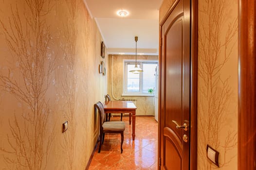 Russia, Moscow- November 15, 2019: interior room apartment modern bright cozy atmosphere. room doors, repair corridor