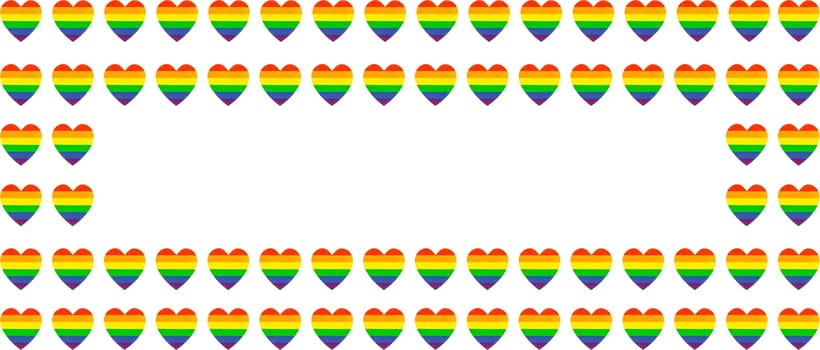 lgbt hearts isolated on white background with copy space for text