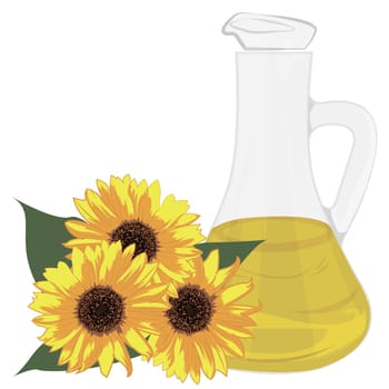 Sunflower oil vector illustration isolated on a white background