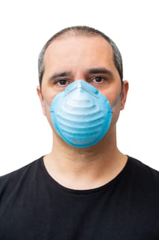 man with medical mask isolated on white background