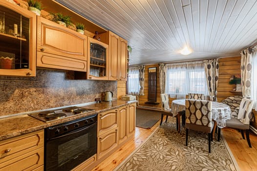 Russia, Moscow- November 15, 2019: interior room apartment modern bright cozy atmosphere. beautiful designer country house with wooden elements