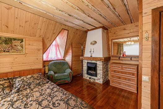 Russia, Moscow- November 15, 2019: interior room apartment modern bright cozy atmosphere. beautiful designer country house with wooden elements