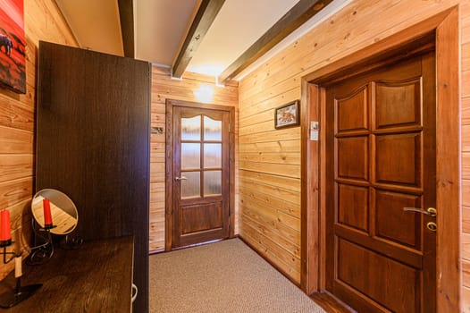Russia, Moscow- November 15, 2019: interior room apartment modern bright cozy atmosphere. beautiful designer country house with wooden elements