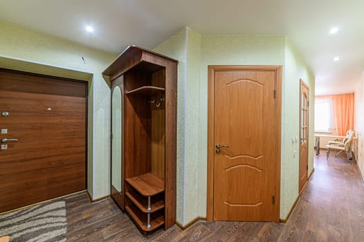 Russia, Moscow- November 15, 2019: interior room apartment modern bright cozy atmosphere. general cleaning, home decoration, preparation of house for sale. room doors, repair corridor