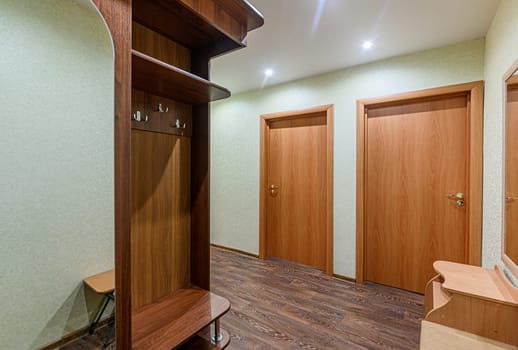 Russia, Moscow- November 15, 2019: interior room apartment modern bright cozy atmosphere. general cleaning, home decoration, preparation of house for sale. room doors, repair corridor