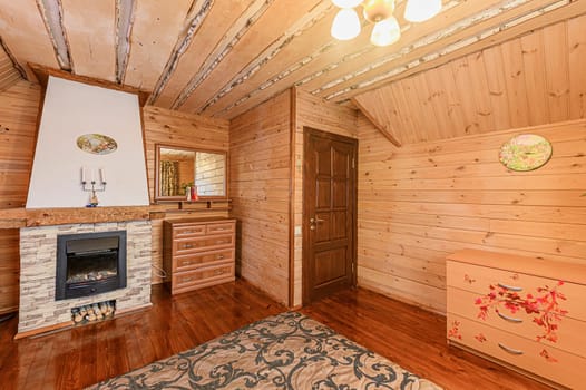 Russia, Moscow- November 15, 2019: interior room apartment modern bright cozy atmosphere. beautiful designer country house with wooden elements